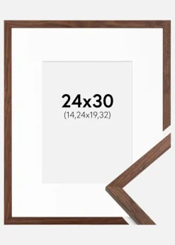 Ramme Galant Valnød 24x30 cm - Passepartout Hvid 6x8 inches