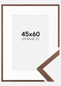 Ramme Galant Valnød 45x60 cm - Passepartout Hvid 12x18 inches