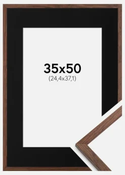 Ramme Galant Valnød 35x50 cm - Passepartout Sort 10x15 inches