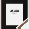 Ramme Galant Valnød 35x50 cm - Passepartout Sort 24x30 cm