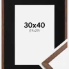 Ramme Galant Valnød 30x40 cm - Passepartout Sort 20x30 cm