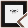 Ramme Galant Valnød 40x40 cm - Passepartout Sort 30x30 cm