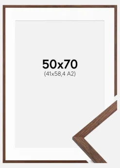 Ramme Galant Valnød 50x70 cm - Passepartout Hvid 42x59,4 cm (A2)