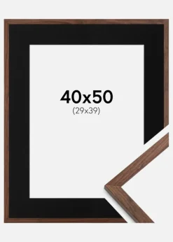 Ramme Galant Valnød 40x50 cm - Passepartout Sort 30x40 cm