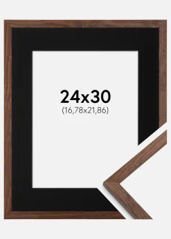 Ramme Galant Valnød 24x30 cm - Passepartout Sort 7x9 inches
