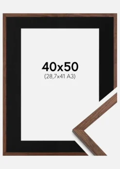 Ramme Galant Valnød 40x50 cm - Passepartout Sort 29,7x42 cm (A3)
