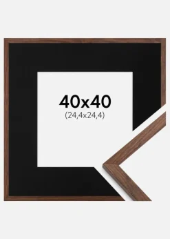 Ramme Galant Valnød 40x40 cm - Passepartout Sort 10x10 inches
