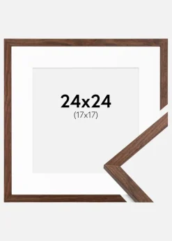 Ramme Galant Valnød 24x24 cm - Passepartout Hvid 18x18 cm