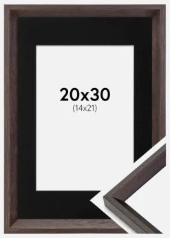 Ramme Globe Espresso 20x30 cm - Passepartout Sort 15x22 cm