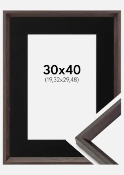 Ramme Globe Espresso 30x40 cm - Passepartout Sort 8x12 inches