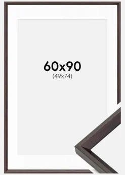 Ramme Globe Espresso 60x90 cm - Passepartout Hvid 50x75 cm