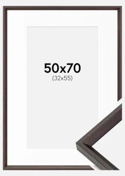 Ramme Globe Espresso 50x70 cm - Passepartout Hvid 33x56 cm