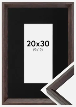 Ramme Globe Espresso 20x30 cm - Passepartout Sort 10x20 cm