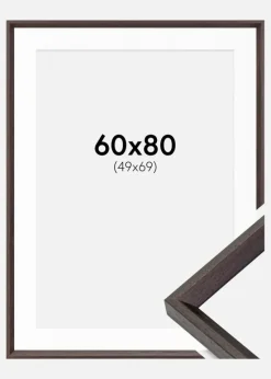 Ramme Globe Espresso 60x80 cm - Passepartout Hvid 50x70 cm