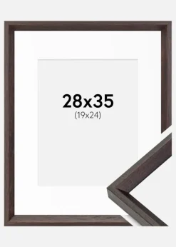 Ramme Globe Espresso 28x35 cm - Passepartout Hvid 20x25 cm
