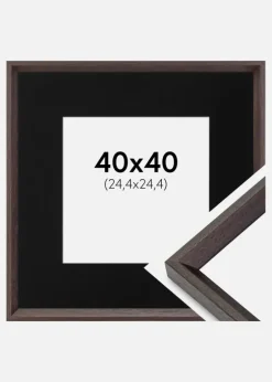 Ramme Globe Espresso 40x40 cm - Passepartout Sort 10x10 inches