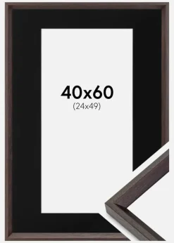 Ramme Globe Espresso 40x60 cm - Passepartout Sort 25x50 cm