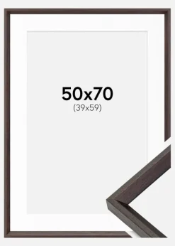 Ramme Globe Espresso 50x70 cm - Passepartout Hvid 40x60 cm