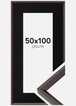 Ramme Globe Espresso 50x100 cm - Passepartout Sort 30x80 cm