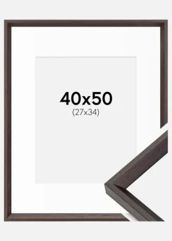 Ramme Globe Espresso 40x50 cm - Passepartout Hvid 28x35 cm