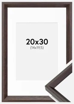Ramme Globe Espresso 20x30 cm - Passepartout Hvid 15x21 cm (A5)