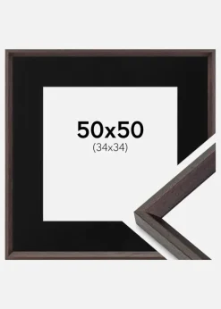Ramme Globe Espresso 50x50 cm - Passepartout Sort 35x35 cm