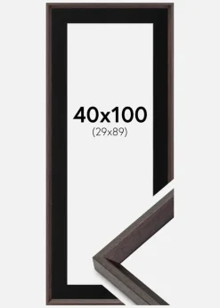 Ramme Globe Espresso 40x100 cm - Passepartout Sort 30x90 cm