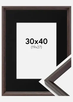 Ramme Globe Espresso 30x40 cm - Passepartout Sort 20x28 cm