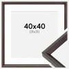 Ramme Globe Espresso 40x40 cm - Passepartout Hvid 32x32 cm
