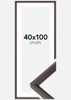 Ramme Globe Espresso 40x100 cm - Passepartout Hvid 30x90 cm