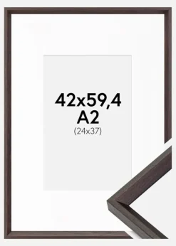 Ramme Globe Espresso 42x59,4 cm (A2) - Passepartout Hvid 25x38 cm
