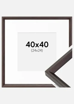 Ramme Globe Espresso 40x40 cm - Passepartout Hvid 25x25 cm