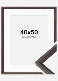 Ramme Globe Espresso 40x50 cm - Passepartout Hvid 12x16 inches