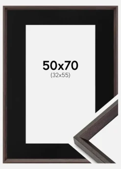 Ramme Globe Espresso 50x70 cm - Passepartout Sort 33x56 cm