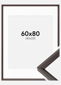 Ramme Globe Espresso 60x80 cm - Passepartout Hvid 50x60 cm