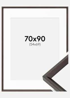 Ramme Globe Espresso 70x90 cm - Passepartout Hvid 55x70 cm