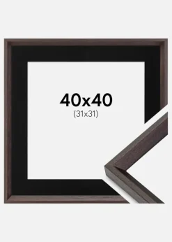 Ramme Globe Espresso 40x40 cm - Passepartout Sort 32x32 cm