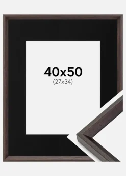 Ramme Globe Espresso 40x50 cm - Passepartout Sort 28x35 cm