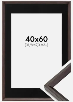 Ramme Globe Espresso 40x60 cm - Passepartout Sort 32,9x48,3 cm (A3+)