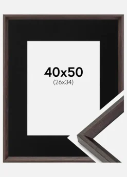 Ramme Globe Espresso 40x50 cm - Passepartout Sort 27x35 cm