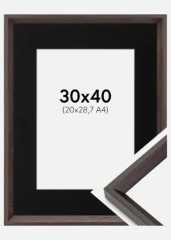 Ramme Globe Espresso 30x40 cm - Passepartout Sort 21x29,7 cm (A4)