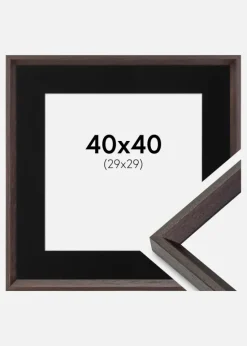 Ramme Globe Espresso 40x40 cm - Passepartout Sort 30x30 cm