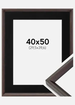 Ramme Globe Espresso 40x50 cm - Passepartout Sort 12x16 inches