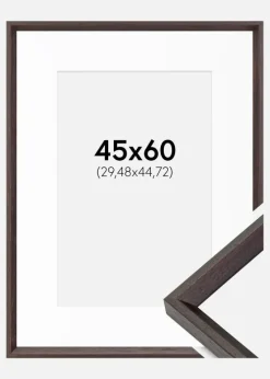 Ramme Globe Espresso 45x60 cm - Passepartout Hvid 12x18 inches
