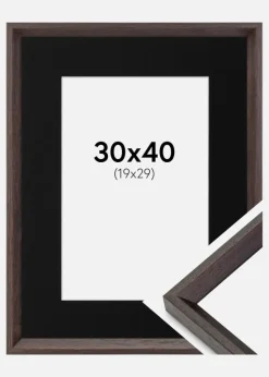Ramme Globe Espresso 30x40 cm - Passepartout Sort 20x30 cm