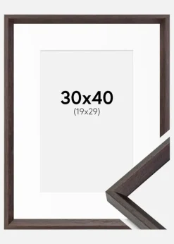 Ramme Globe Espresso 30x40 cm - Passepartout Hvid 20x30 cm