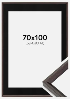 Ramme Globe Espresso 70x100 cm - Passepartout Sort 59,4x84 cm (A1)