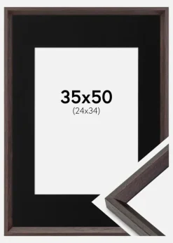 Ramme Globe Espresso 35x50 cm - Passepartout Sort 25x35 cm