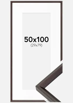 Ramme Globe Espresso 50x100 cm - Passepartout Hvid 30x80 cm