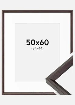 Ramme Globe Espresso 50x60 cm - Passepartout Hvid 35x45 cm